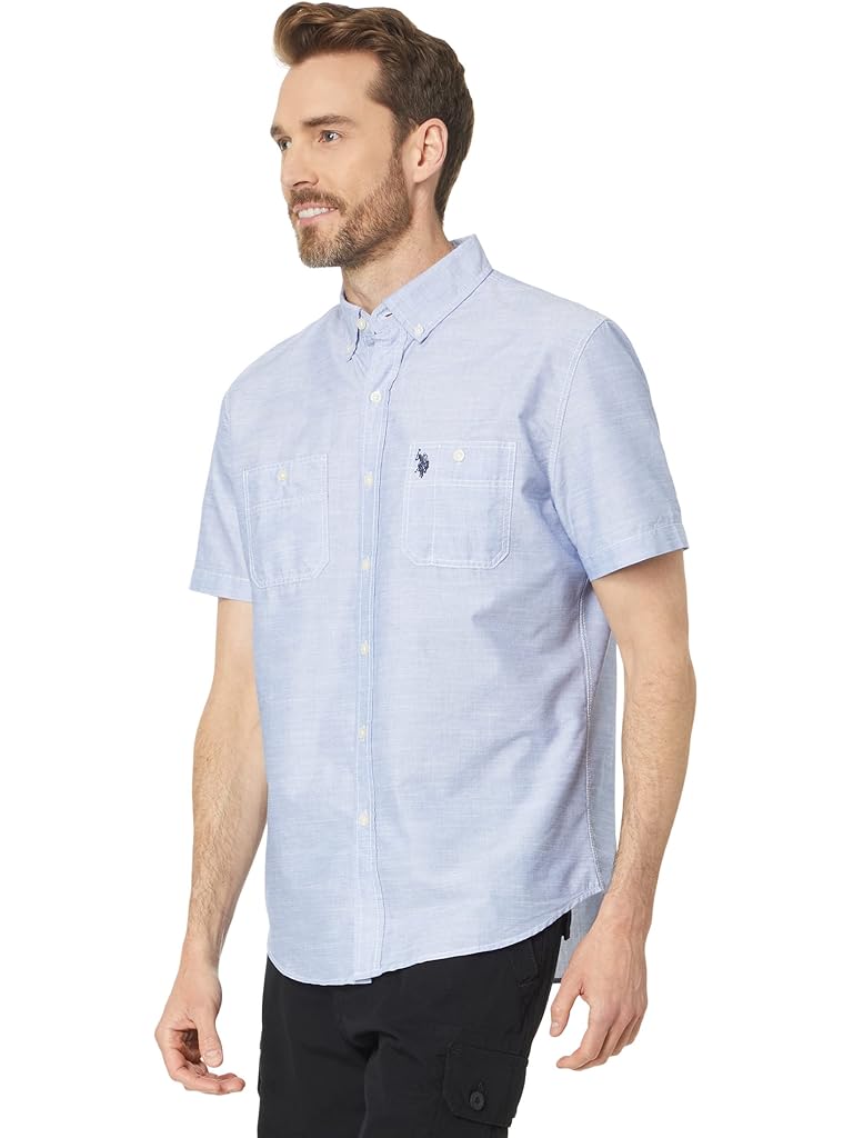 U.S. POLO ASSN. Short Sleeve Solid Eoe Slub Woven Shirt