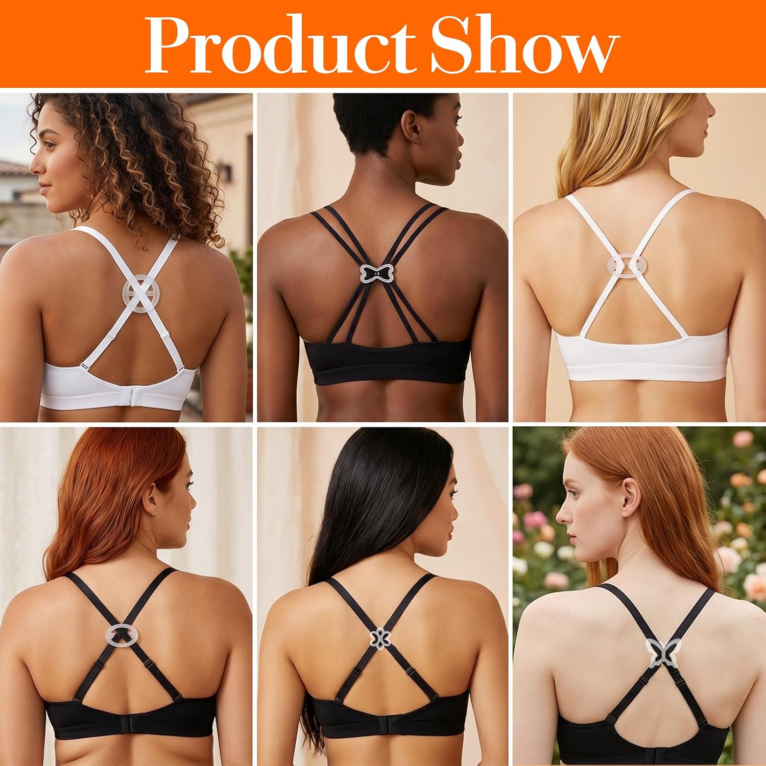 16 Pack Bra Strap Clips, Bra Strap Holders for Slipping, Anti-Slip Racerback Converters, Buckles Conceal Straps Strap Holders for Slipping for Dresses Shirts Sports Tops (Clear)