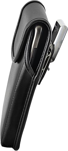 Miniatura 4 de Turtleback Funda para cinturón compatible con Motorola Moto Z2 Force Funda vertical negra de cuero con clip giratorio para cinturón de trinquete