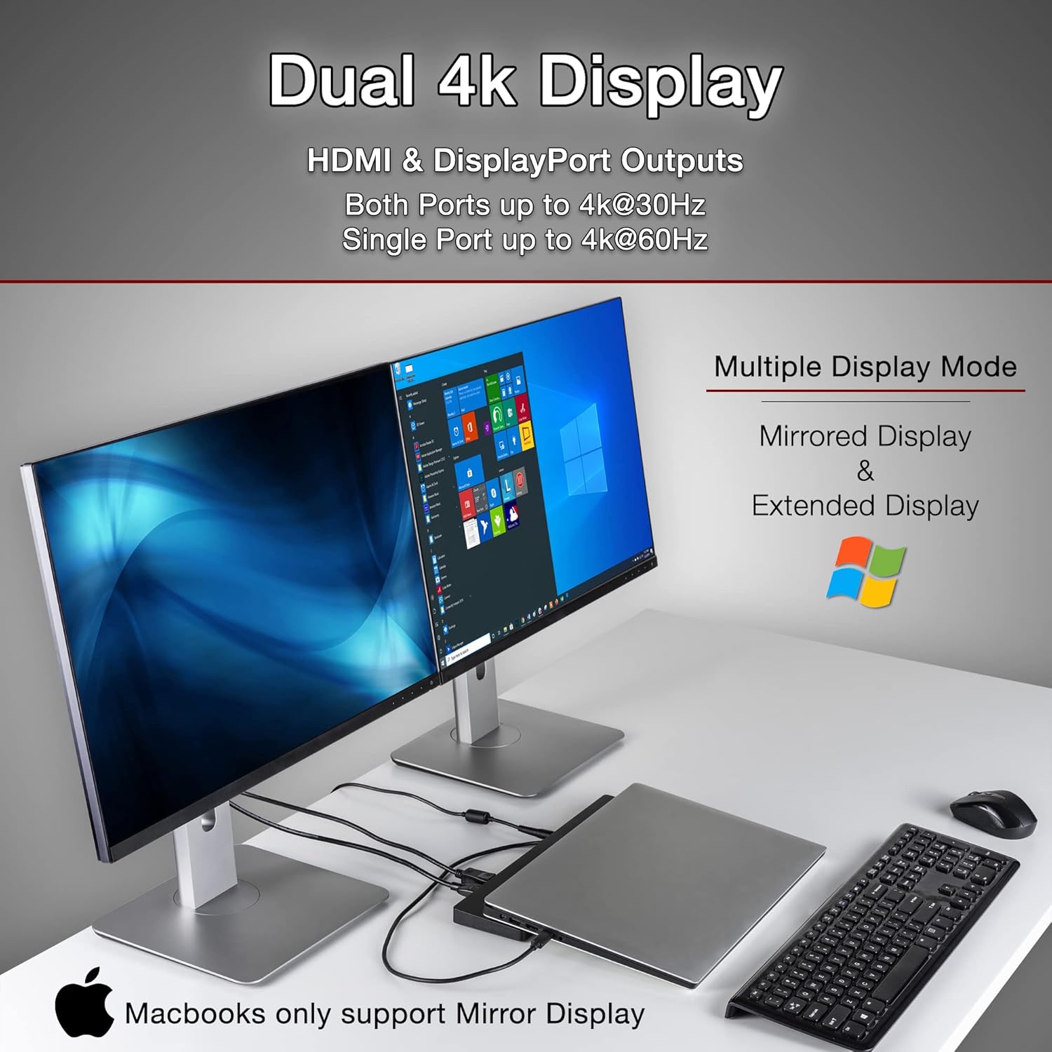 Flash Deals - 60% OFF CA Essential Docking Station – USB C Docking Station with Active Laptop Cooling, Dual Monitor Displays in 4k, 4 USB Type A Ports, Ethernet Port, Power for Laptop (DS-2000)