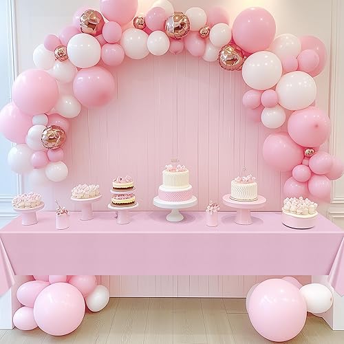 Miniatura 8 de Mantel rectangular serie rosa de 6 piezas, 54 x 72 pulgadas, color sólido, impermeable y a prueba de derrames, mantel de plástico desechable