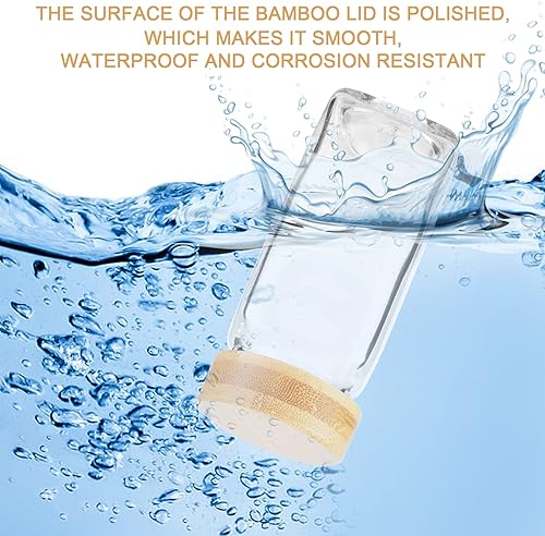 Miniatura 8 de Akoatail 24 tarros de especias con etiquetas tarros cuadrados de vidrio de 4 onzas con tapas herméticas de bambú y tapas de coctelera recipientes de