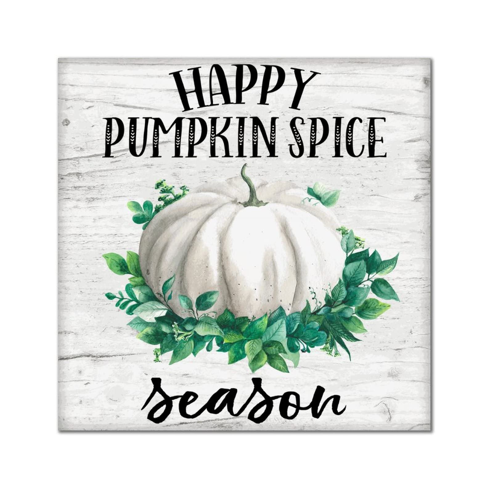 Panneau en bois Happy Pumpkin Spice Season pour déco automnale de salon