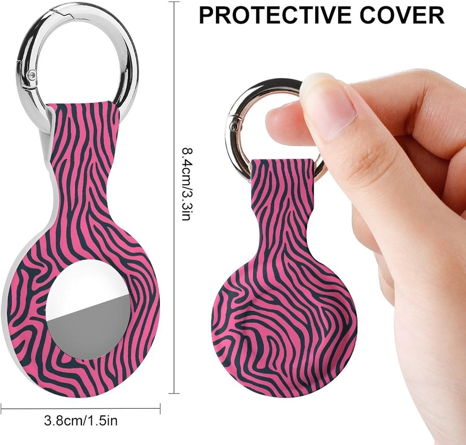 Pinkblack Zebras Print Case Compatible with AirTag Holder Cover with Keychain Ring for Bags Luggages