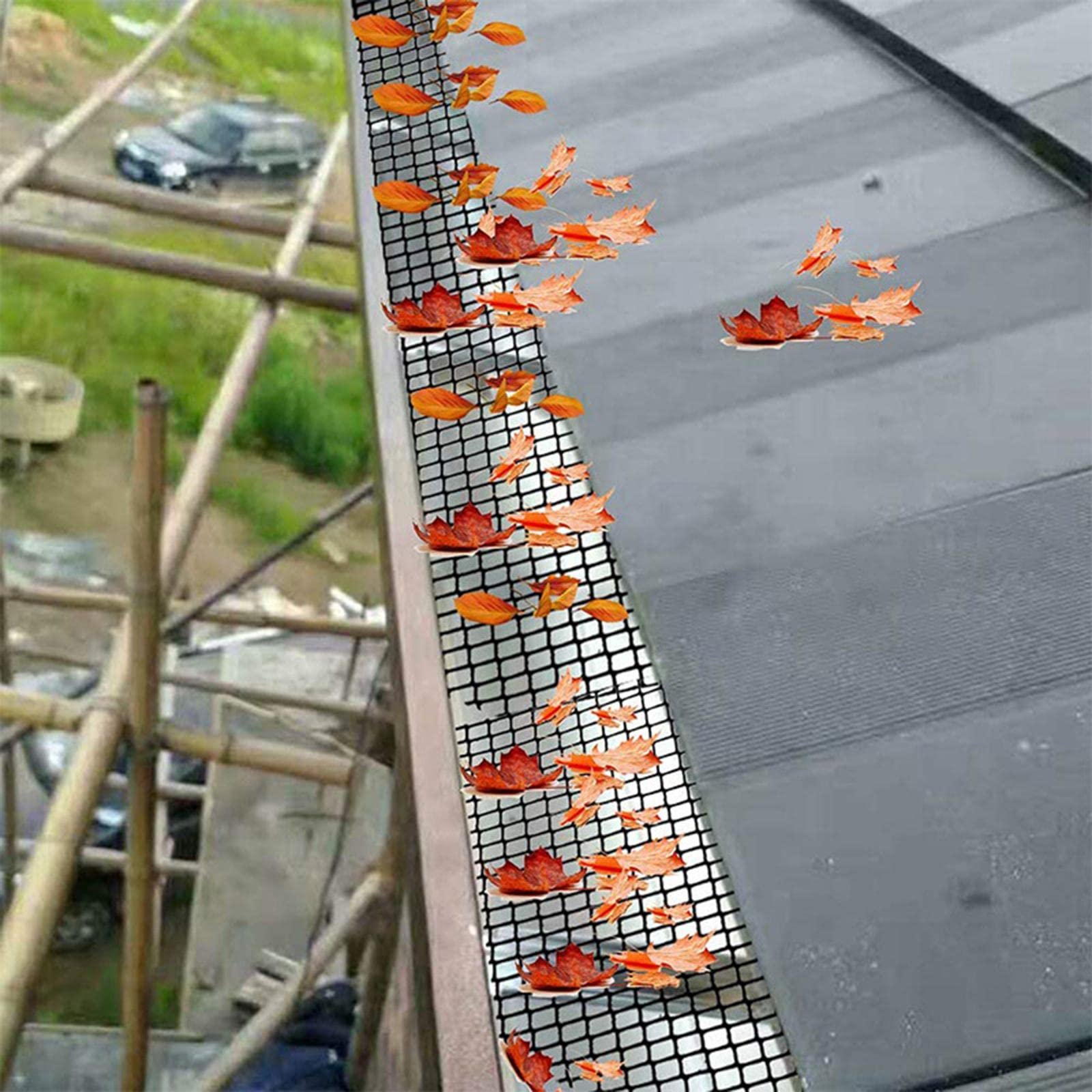 Gutter Guard Mesh Cover Debris Protector Stop Leaf Blocks 18cmx8m 15 Hooks