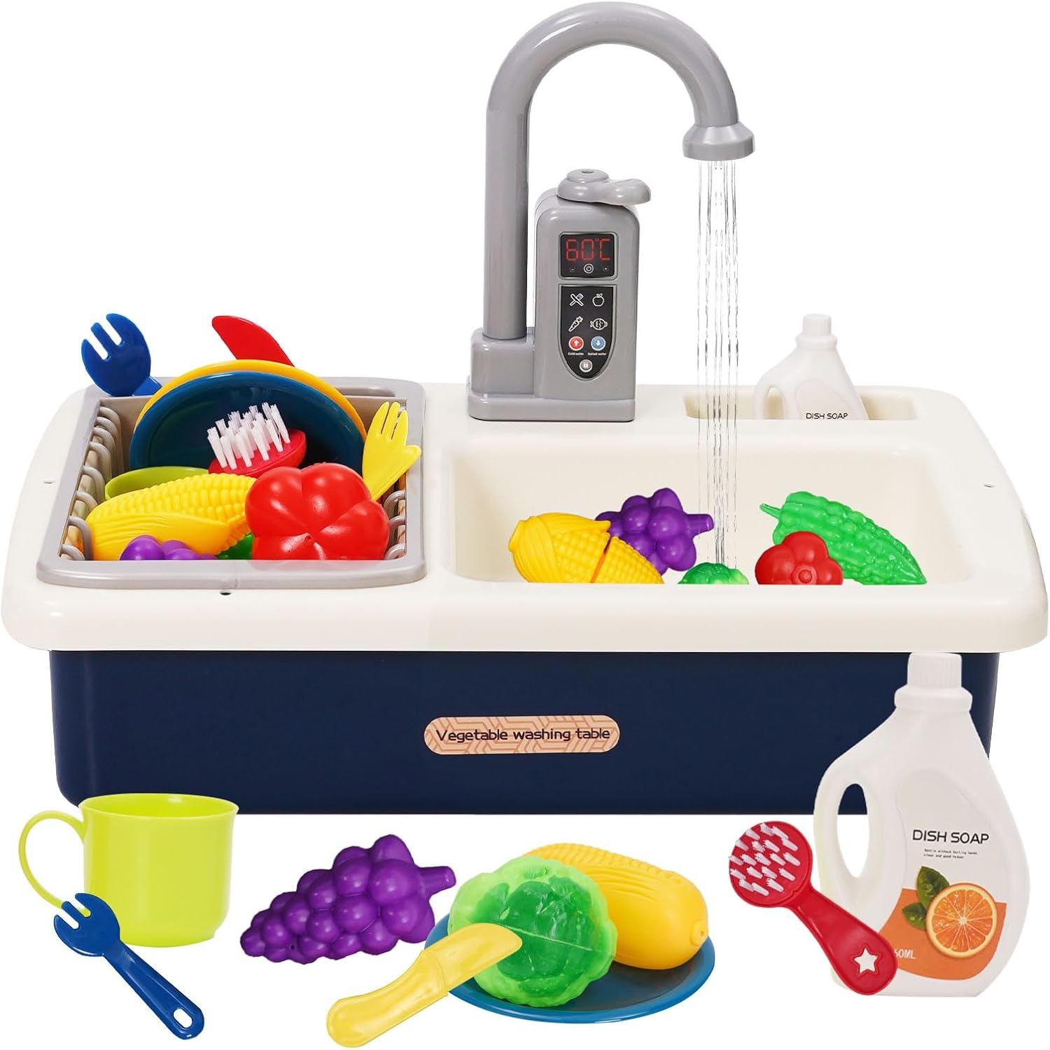 Kitchen Sink Toy Set, Mud Kitchen Children Outdoor, Play Kitchen with Water Function
