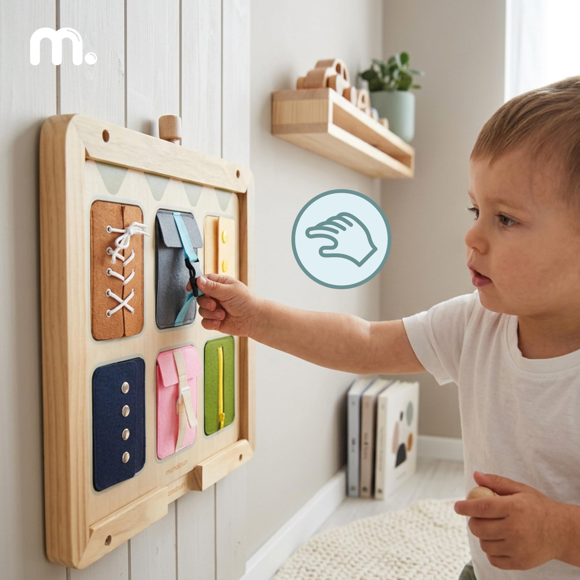 Mamabrum Lavagna di Manipolazione Montessori 6 Chiusure con Telaio 18 m +