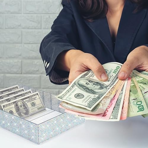 Miniatura 6 de XUWAIDSGN Organizador de dinero de diamante acrílico grande de 8 secciones transparente para dinero económico, organizador de bandeja de