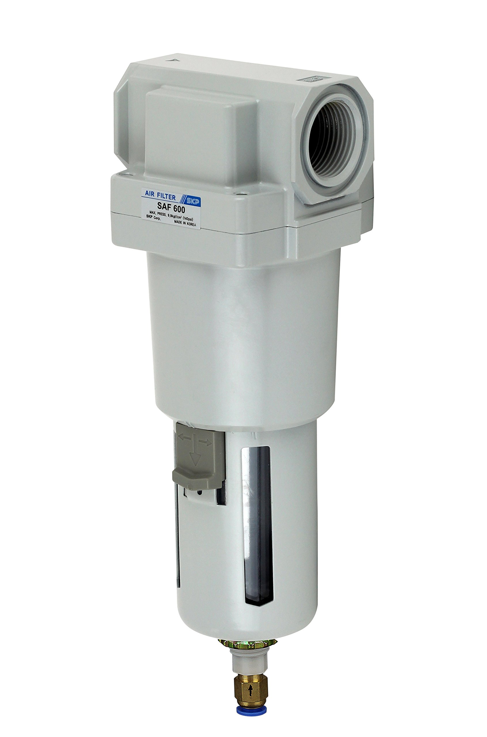 PneumaticPlus SAF600-N10BD - Filtro antiparticolato ad aria compressa, 1" NPT, 10 micron, con scarico automatico, staffa