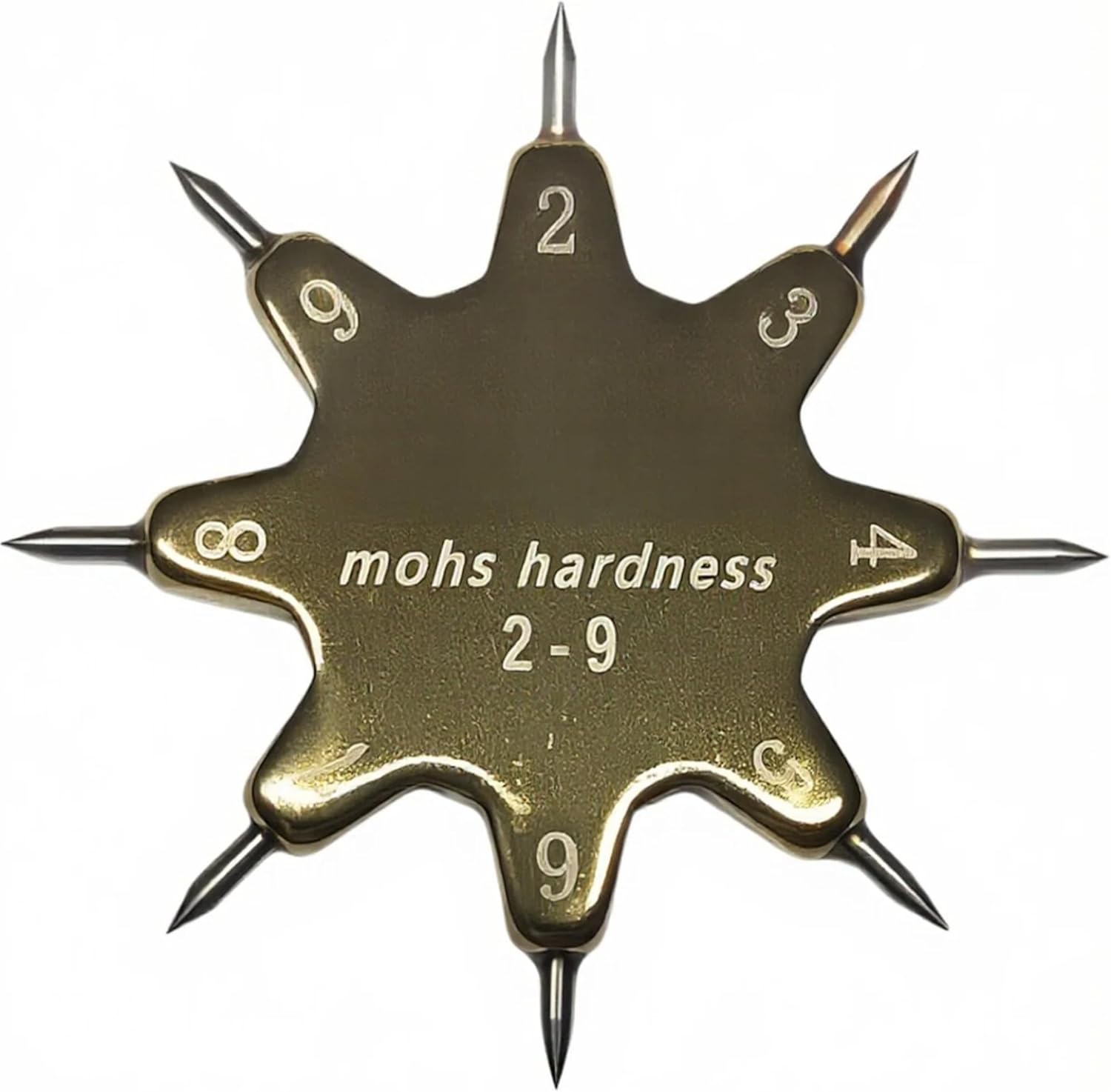 Mohs Hardness Test Kit, Mohs Hardness Picks, 1-10 Scratch Tester with Gold Ten-Pointed Star Design, Quick Testing and Easy to Operate for Gem Jade Jewelry Rock and Mineral Testing (2-9)