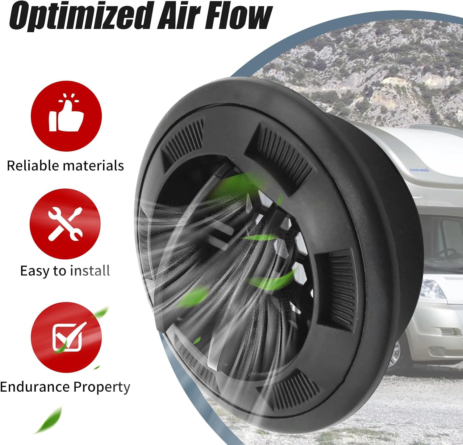 4 Pcs Round Electroplate Knob with Grille, Universal Round AC Air Outlet Vent Louvered Dashboard Electroplate Knob, for RV Bus Boat Yacht Caravan Passenger Car 72mm