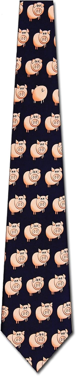 Three Rooker Small Pigs Allover Tie Mens Necktie