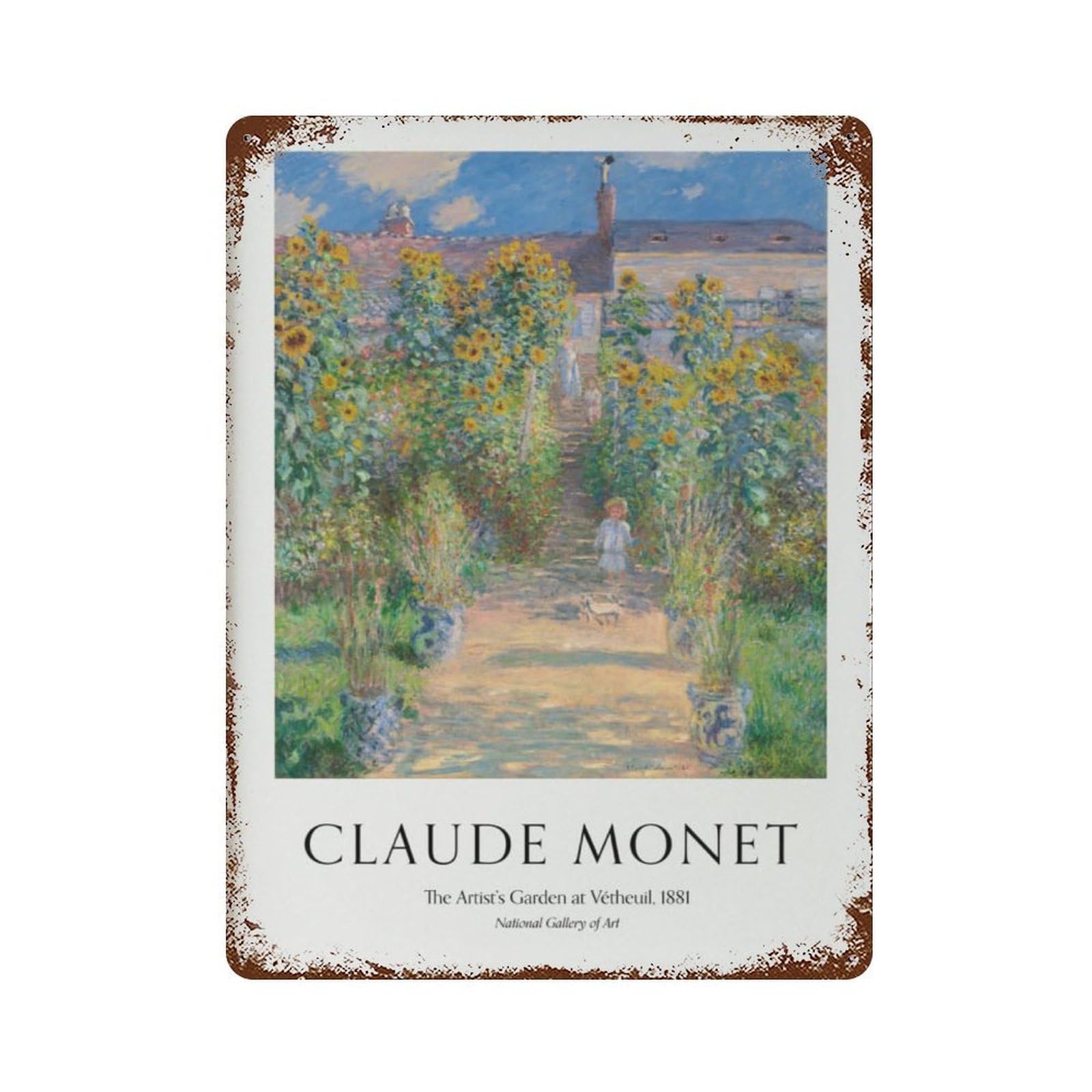 xiaoxiaoshen Claude Monet 'ist’s Garden' Impressionist Wall Decor Art Metal Tin Poster Modern Home Decor Art Home Bar Shop Decorations Vintage Sign 40x30cm
