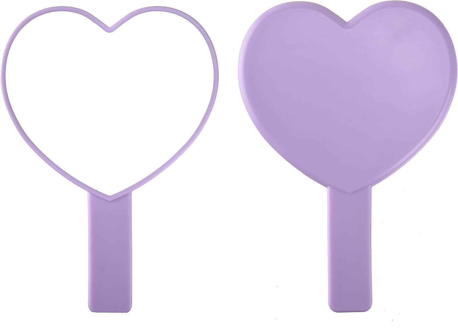 TBWHL Heart-Shaped Travel Handheld Mirror, Cosmetic Hand Mirror with Handle, Cute Hand held Mirror for Shaving Single-Sided Portable Travel Vanity Mirror for Men & Women (Purple, 1Pack)