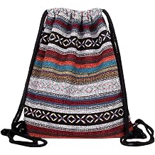 Van Caro Bohemian Drawstring Backpack Light Cinch Bag Gym Sack String Bag Color 2
