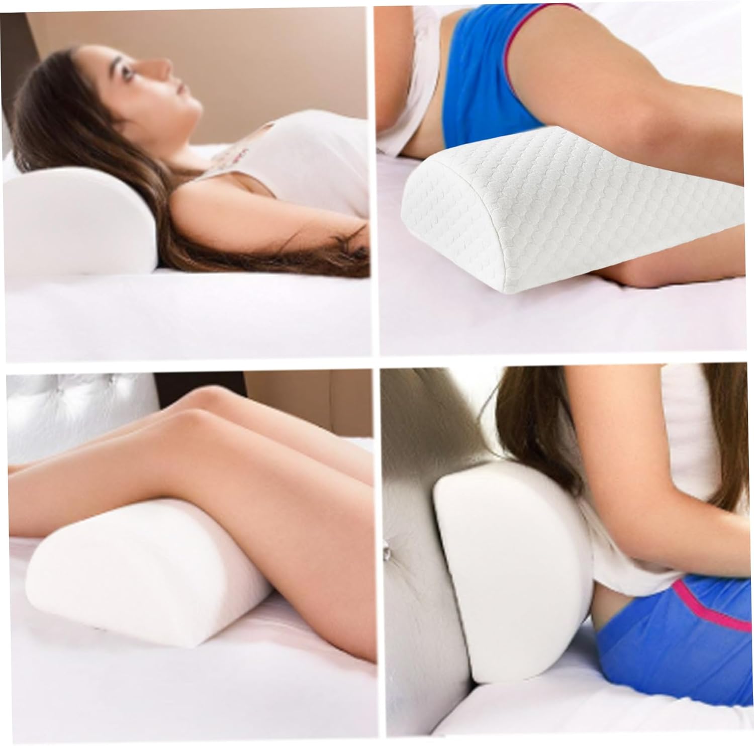 Half Moon Bolster Pillow for Legs, Breathable Memory Foam Knee Pillow, Zippered Lumbar, Non Slip Leg for Legs, Back, Head...