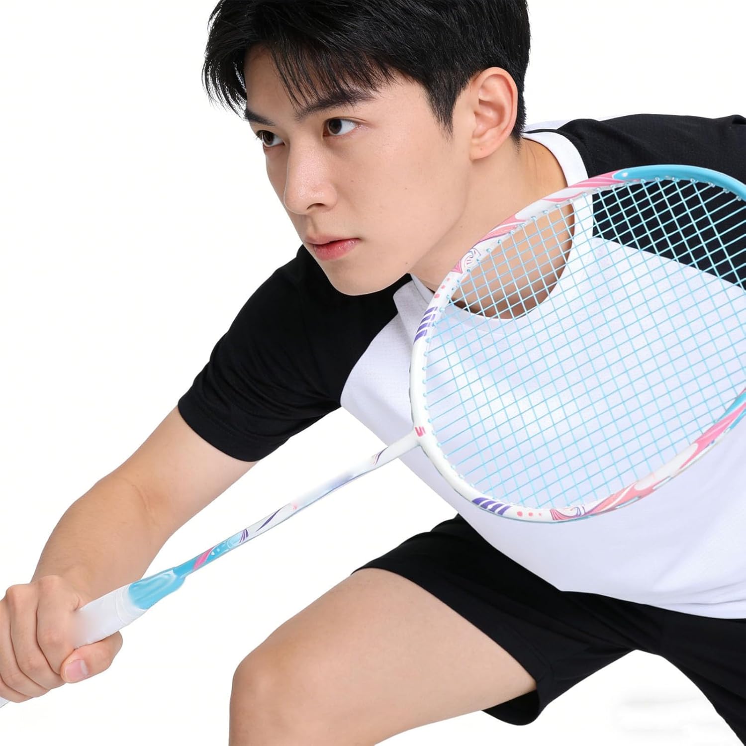 Drfeify Badminton Racket Set, 2 Players Carbon Composite Racquets with Storage Bag & Comfort Grip for Backyard, Park, Gym