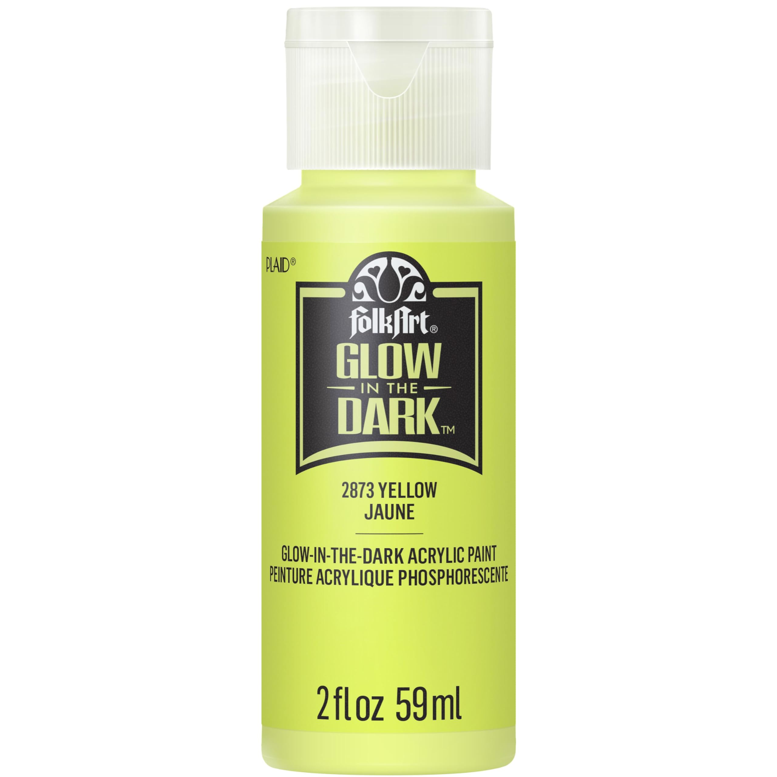 FolkArt Glow in The Dark Acrylic Paint (2 Ounce), K2873 Matte Yellow-image-25