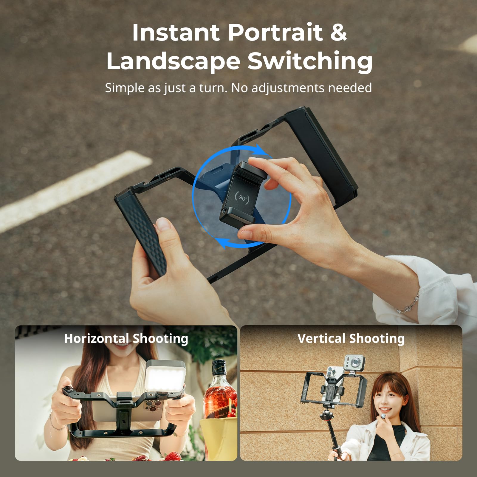 SMALLRIG IG-01 IntegraGrip Universal Phone Cage con Controller Wireless WR-06, Design V-Mount, Attacchi Cold Shoe, Fori Filettati da 1/4"-20, Presa QD, Adatto per iPhone e Android - 5356