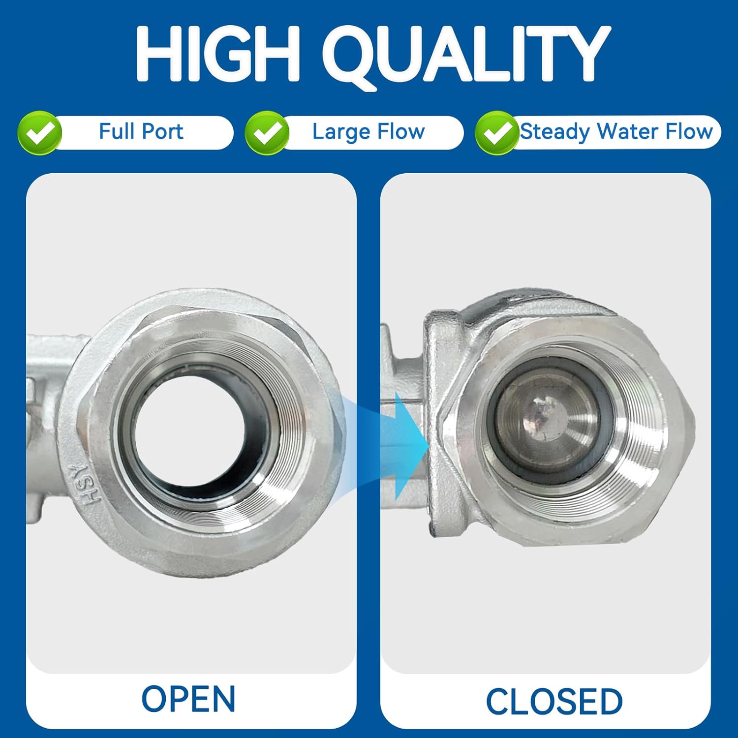 2 Pack Full Port Ball Valve 1 NPT 304 Stainless Steel 2 - chip ball valve Female Heavy Duty WOG1000 for Water，Oil，Gas with Locking Devic (1", 2)