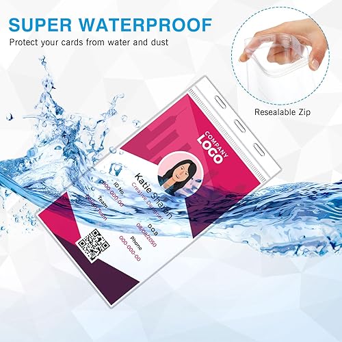 Miniatura 5 de Patelai 30 soportes para tarjetas de identificación extragrandes de 4 x 8 pulgadas con cordón transparente a granel para boletos, eventos