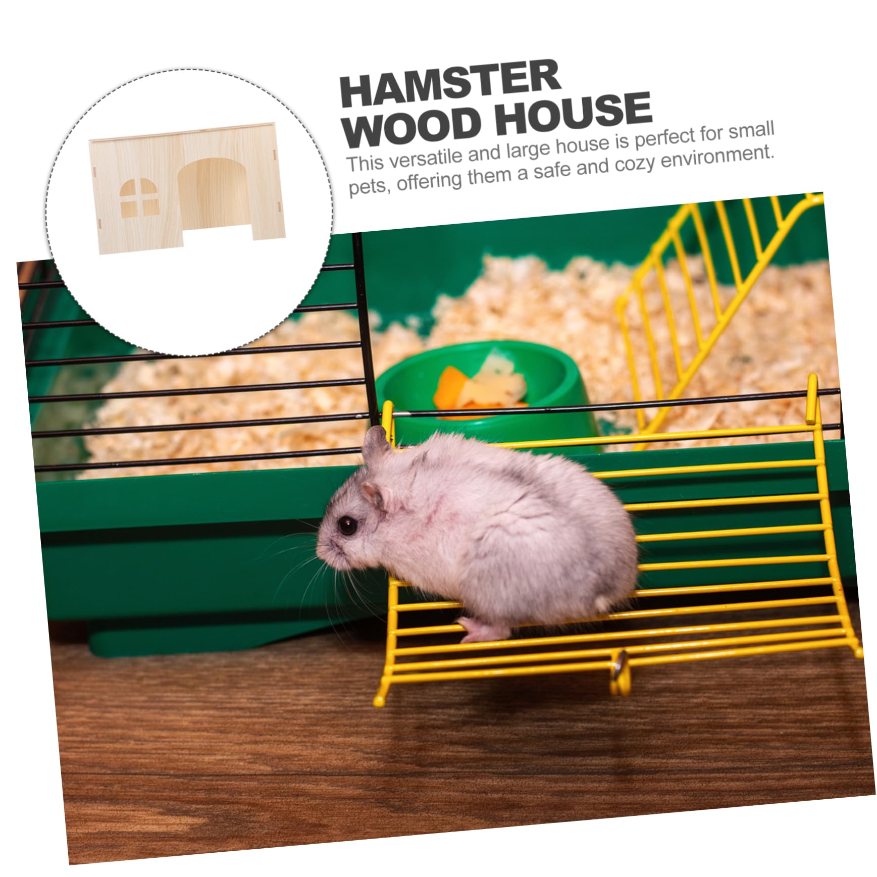 Angoily Holz Hamsterhaus Versteck für Meerschweinchen und Kaninchen Sicheres und Gemütliches Nest aus Natürlichem Beige Holz für Kleine Haustiere im Innenbereich