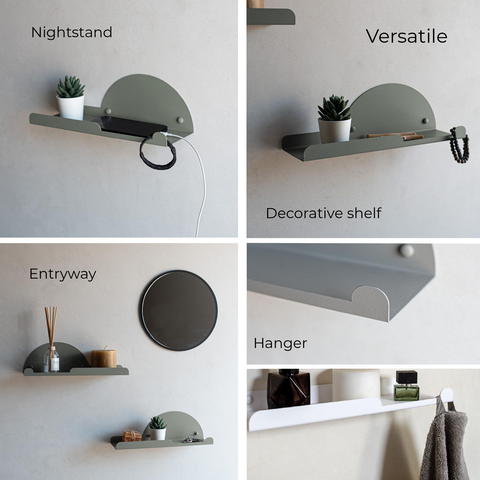 MILUKA Set 2 Wall Shelf Unit 35 cm, Green, 35x10cm - Image 4