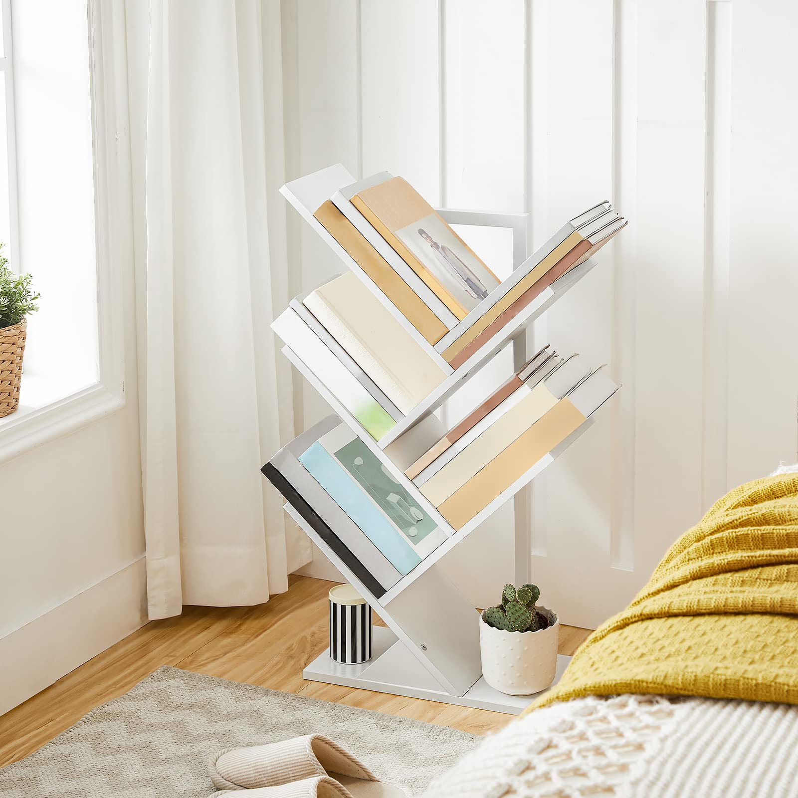 Libreria Albero 9 Ripiani HOOBRO - Scaffale Vintage Per Soggiorno, Camera, Studio, Marrone - Foto 5