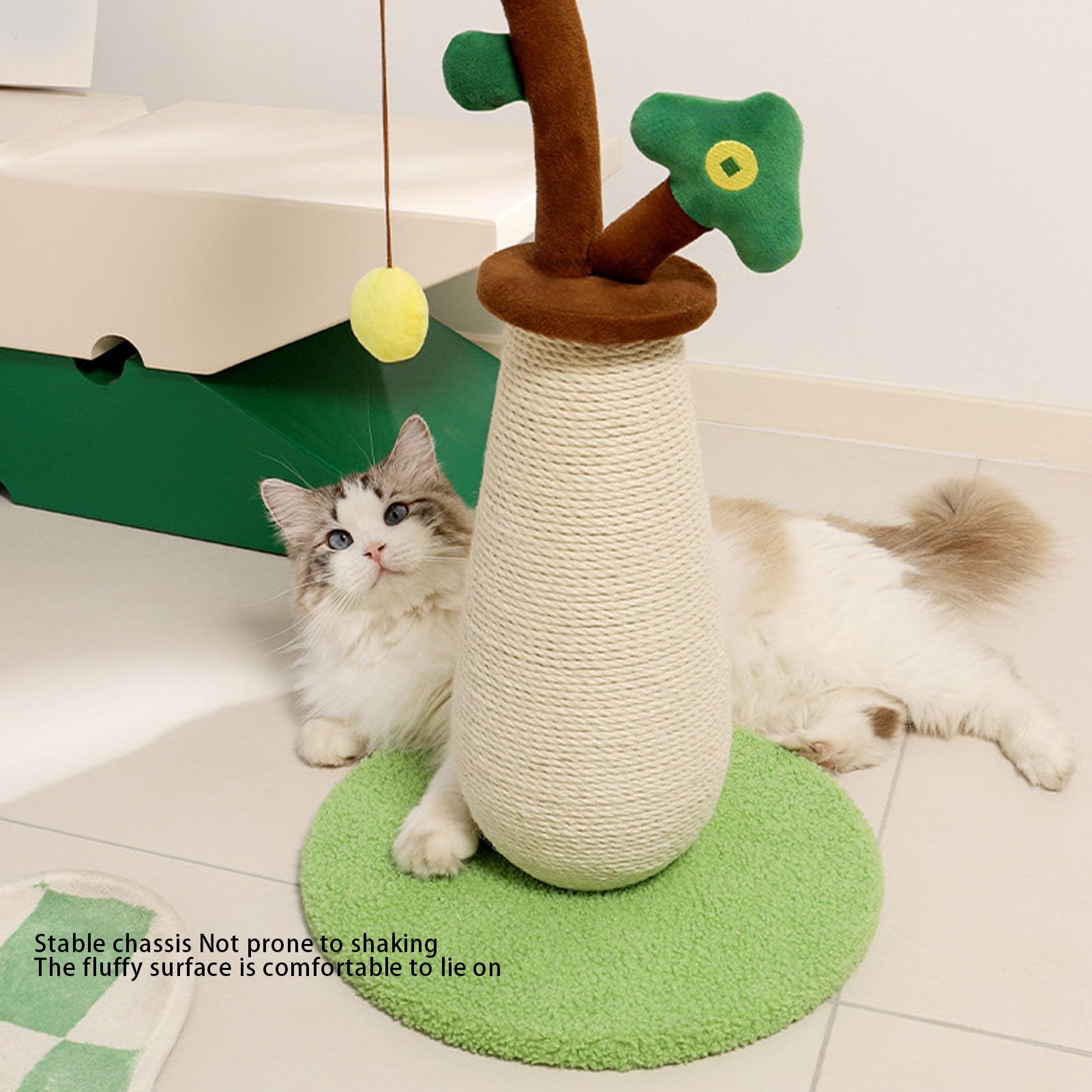 HEEPDD Post de Rasguños de Gato, Scratcher de Mascotas Post Gato Sisal Juguete de 33 Pulgadas Diseño de árbol de Dinero con Cuerda Sisal y Tela de Felpa para Gatos Interiores Gatitos