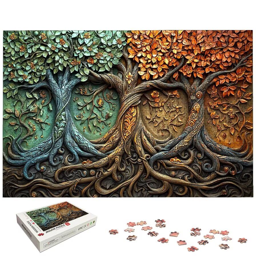 Puzzle 5000 elementów Drzewo Życia, Puzzle 5000 elementów dla dorosłych i dzieci od 14 lat, fantazyjne drewniane puzzle z wykwintnym pudełkiem do pakowania, do dekoracji ścian, prezent dla kobiet