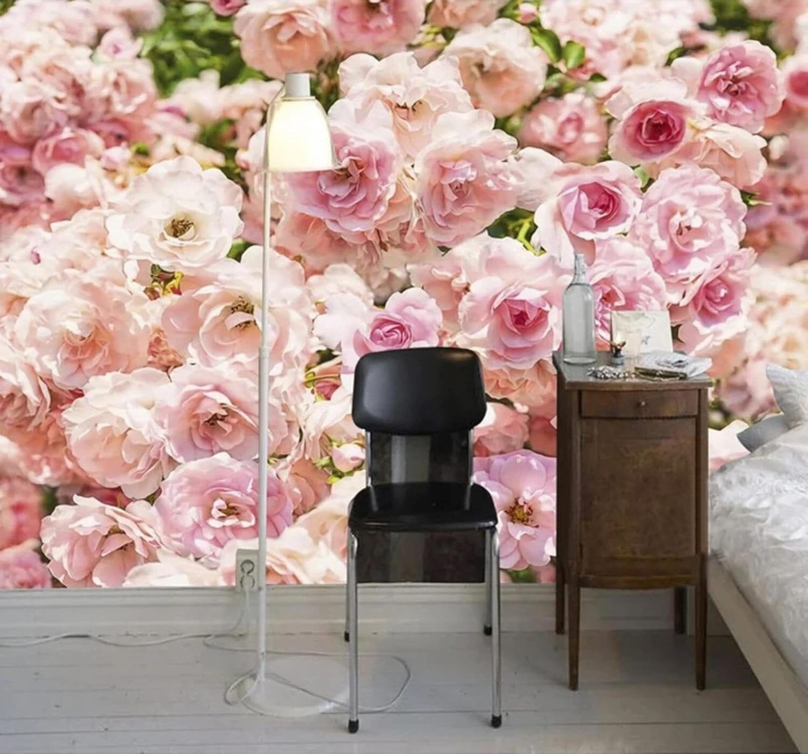 Tzxztt Beautiful Fresh Romantic Pink Flowers Modern 3D Wallpaper Premium Textured Silk Neutral Tones Material Ideal for Living Room Bedroom-250cm×170cm