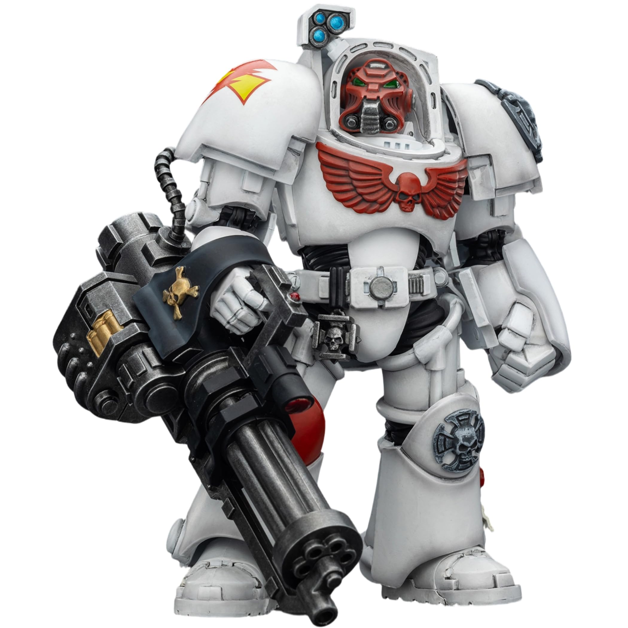 JOYTOY Warhammer 40K 1/18 Action Figures White Scars Terminator 3 with Power Fist and Assault Cannon 5.6Inch Collectible Model Birthday Gifts Warhammer Series Model