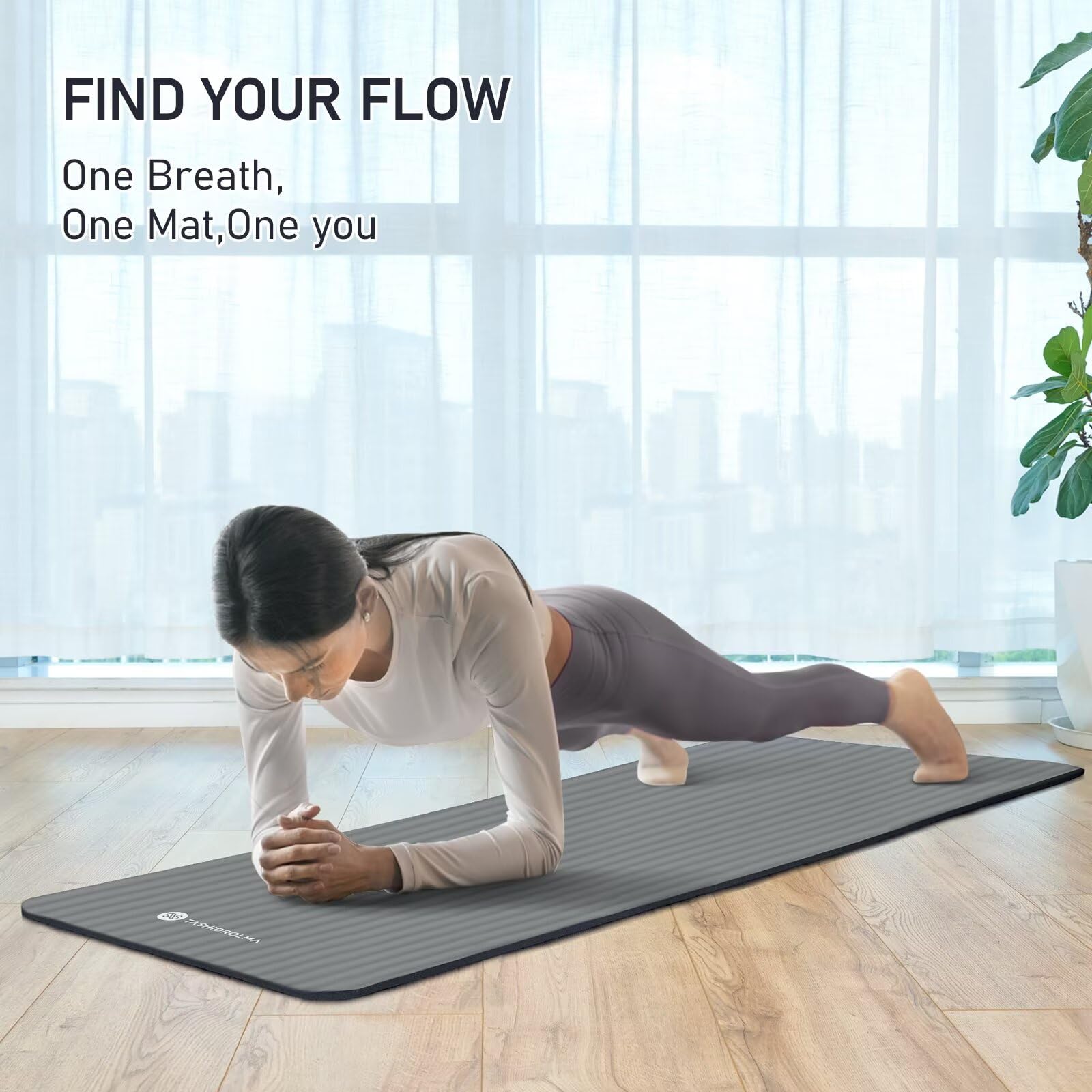 Yoga Matte Dicker, NBR Yogamatte Rutschfest Mit Tragegurt, Für Gymnastikmatte, Fitnessmatte, Sportmatte, Trainingsmatte, Dicke 1cm (183x61cm)