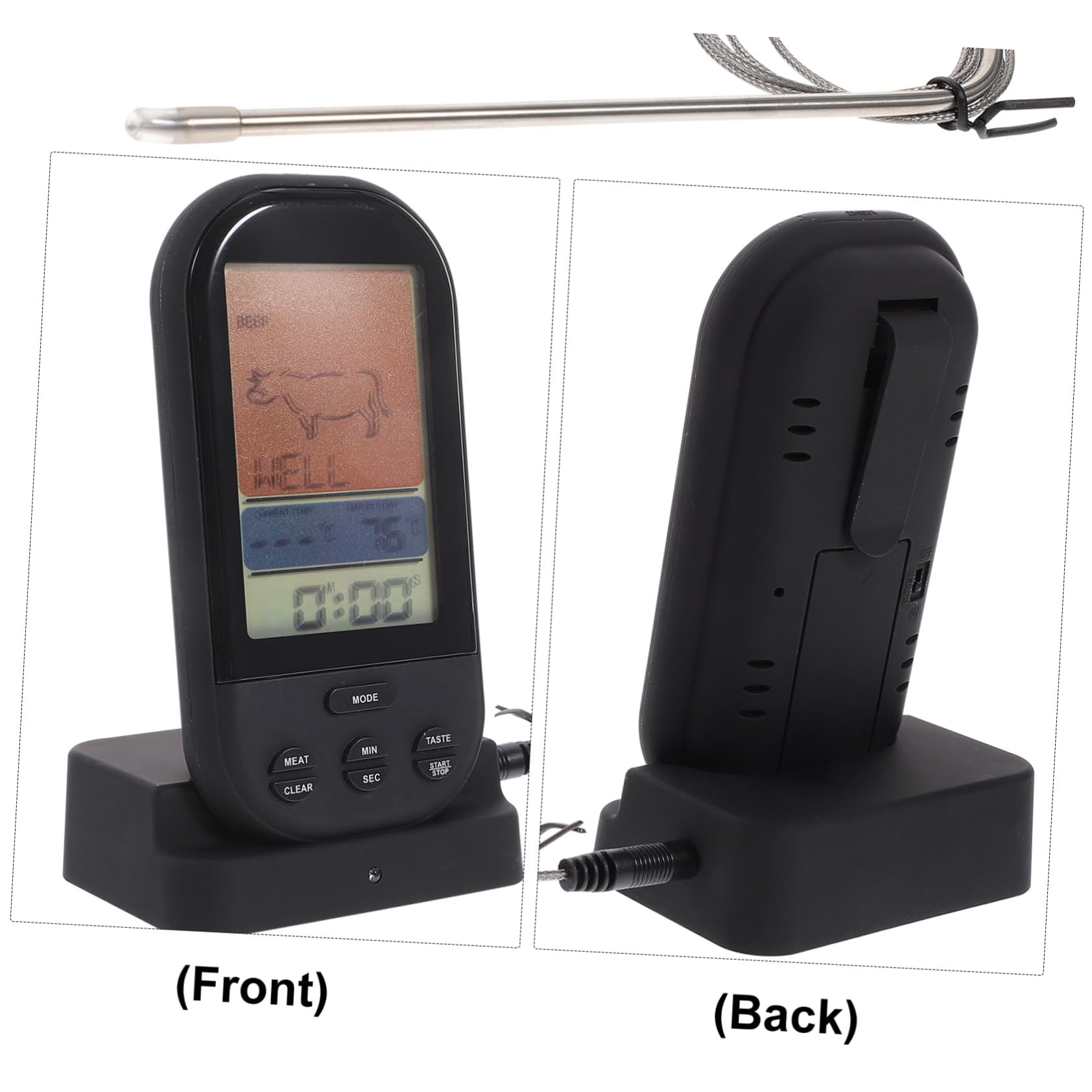 LIFKOME Kabelloses Digitales Fleischthermometer mit Großem Beleuchtetem LCD Display Fernmessung Vorprogrammierte Garstufen Timer Alarm für Grill Ofen Outdoor Bbq Smoker