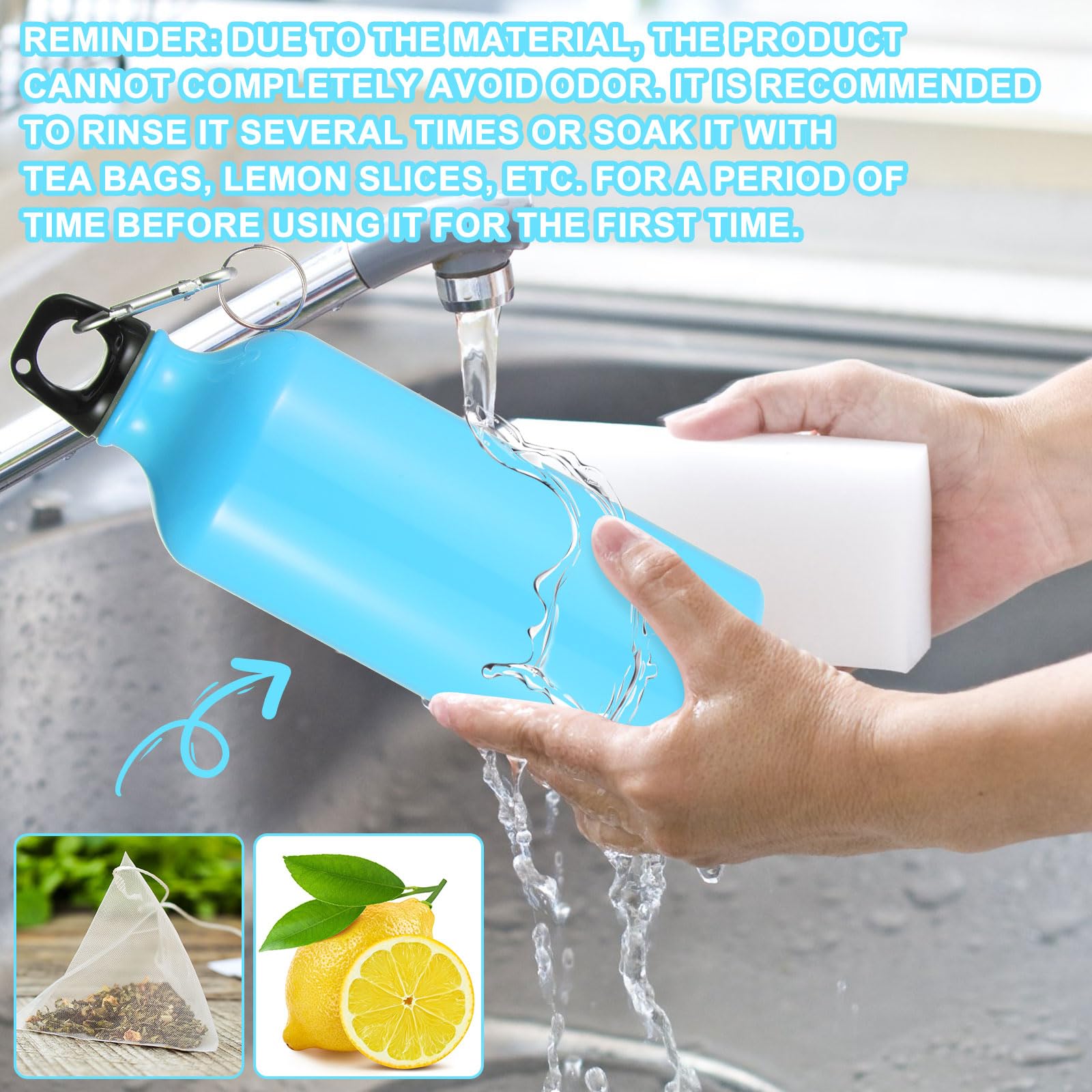 Mifoci Confezione da 36 bottiglie d'acqua in alluminio, riutilizzabili, leggere, a prova di perdite, con tappo girevole e fibbia, per campeggio, viaggi e sport (rosa, blu, bianco, giallo)