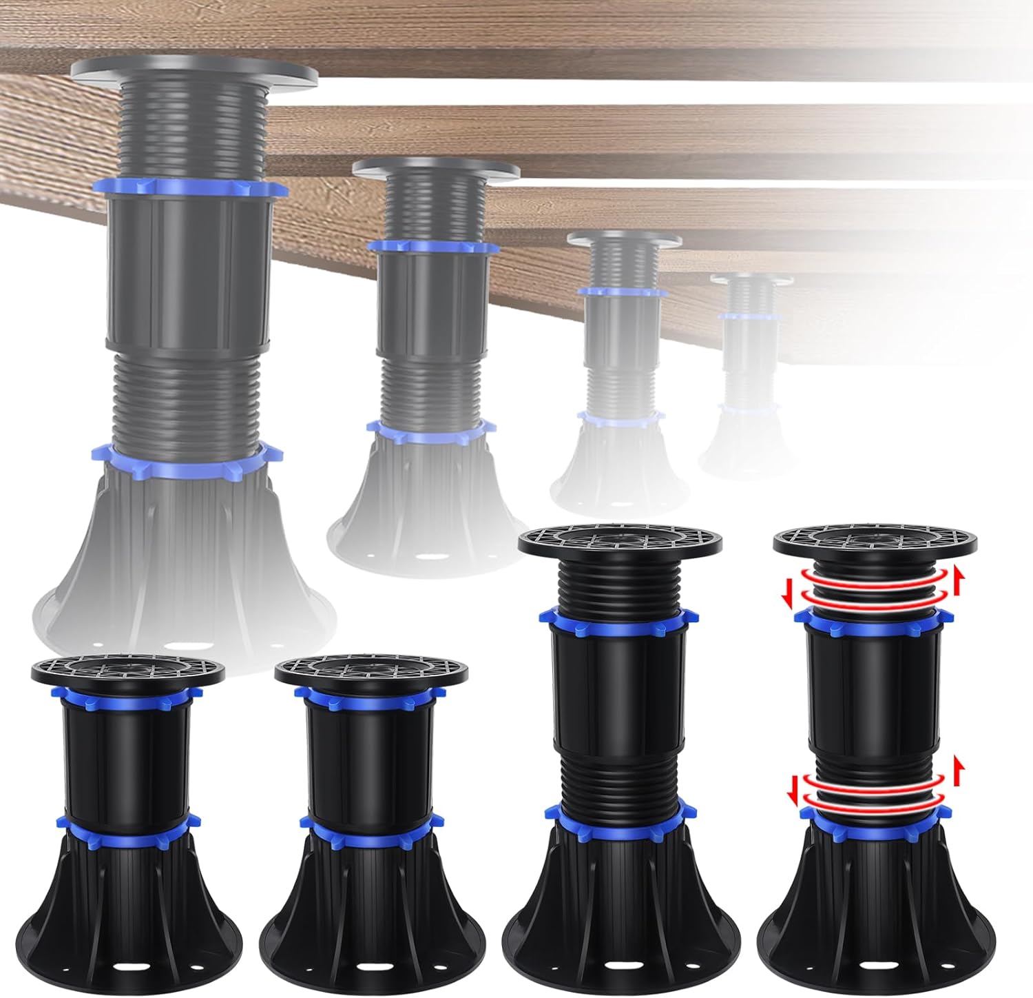 YHK 4PCS Adjustable Height Bed Support Legs 8.4-13.5 inch, Bed Frame Support Legs for Bed Slat, Bed Support Reinforcement Parts Bed Frame Support Replacement