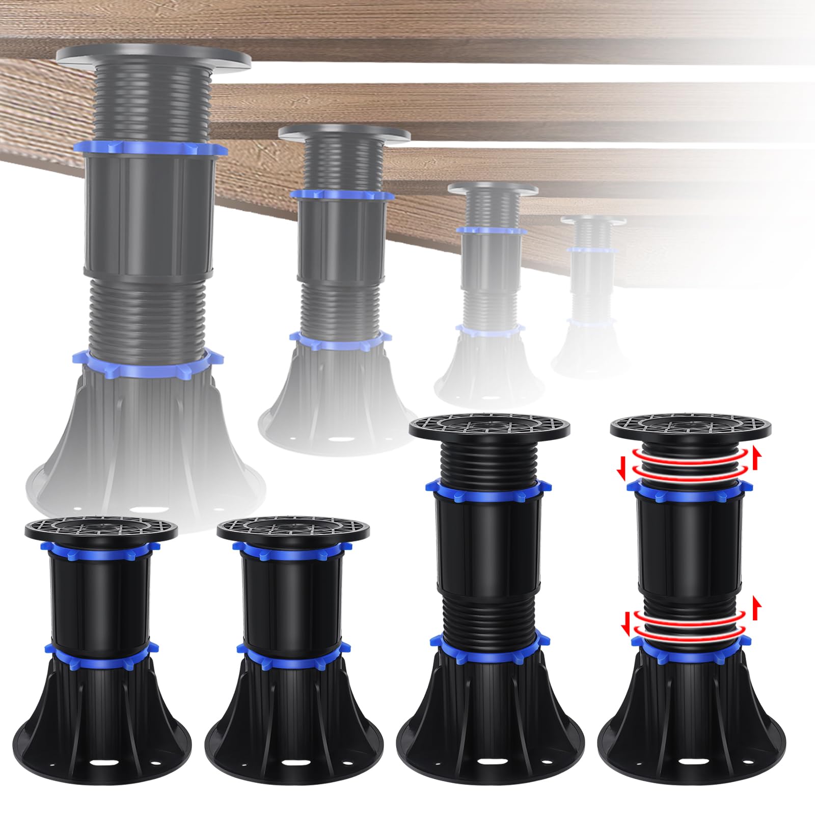 YHK 4PCS Adjustable Height Bed Support Legs 8.4-13.5 inch, Bed Frame Support Legs for Bed Slat, Bed Support Reinforcement Parts Bed Frame Support Replacement