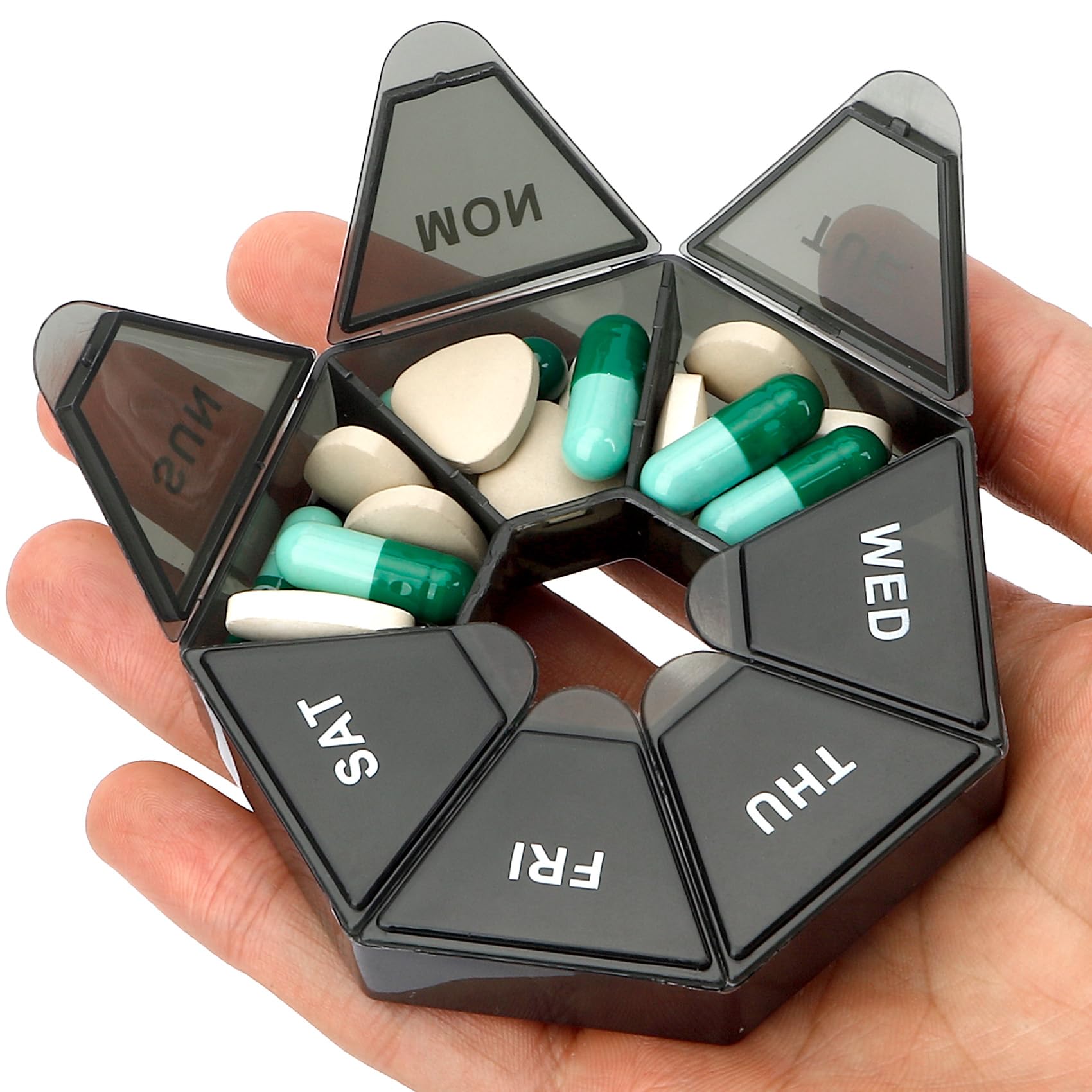 Pill Organizer Pill Box Small Pill Case Medicine Pill Organizer 1 Time a Day Weekly Pill Organizer Pill