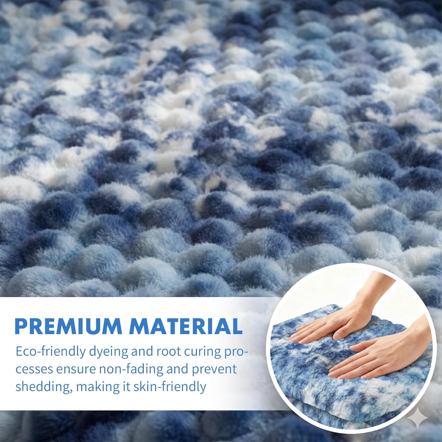 PowerKing Twin Bubble Cozy Faux Fur Blanket for Bed, Thick Fuzzy Plush Throw Blanket for Sofa, Couch & Bedroom, Warm & Soft All-Season Luxury 50x60 Inch, 860gsm (Blue) - Image 5