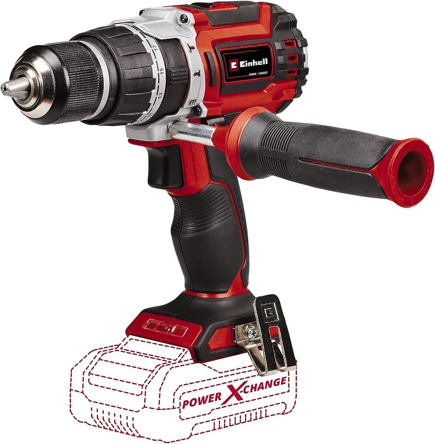 Einhell Profesional Taladro percutor con batería TP-CD 18/60 Li-i BL-Solo Power X-Change(iones de litio,18V, motor sin escobillas,60 Nm, nº de impactos 32.000 rpm, envío con batería 2.5 Ah y cargador)