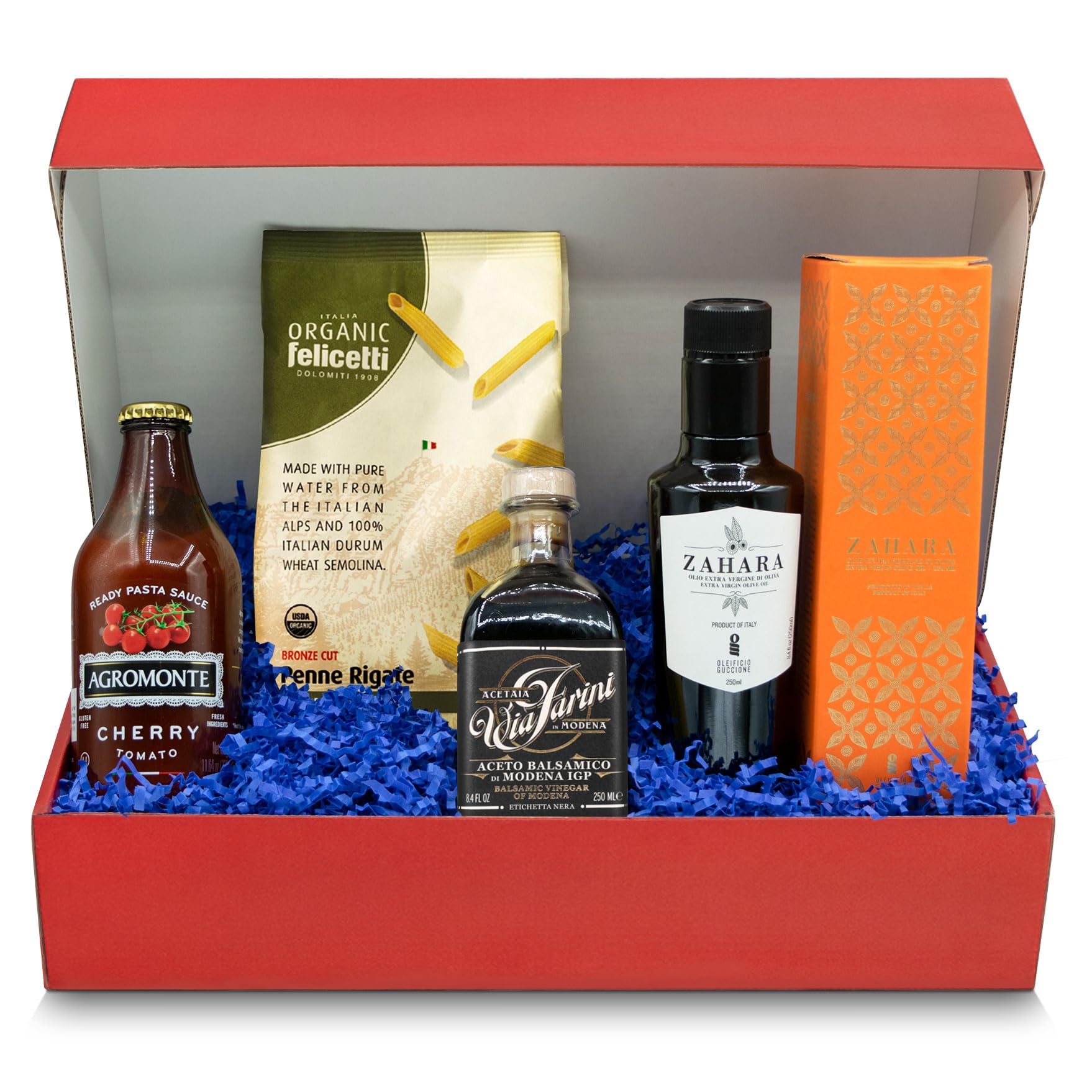 Brava Giulia Ultra Premium Italian Gift Box – Extra Virgin Olive Oil, Aged Balsamic Vinegar, Organic Pasta, and Cherry Tomato Sauce – Imported Gourmet Food Set from Italy