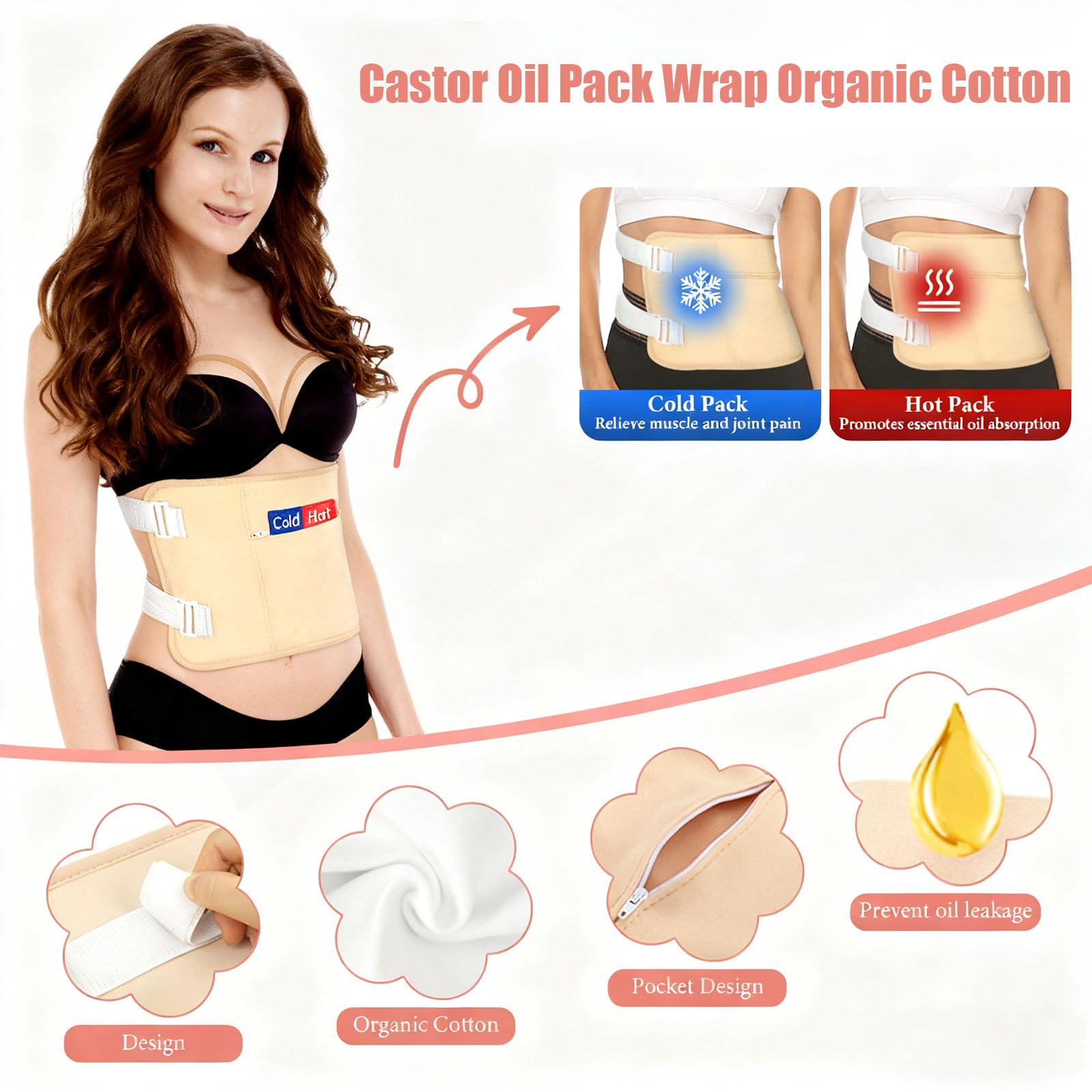 Rizinusöl Pack Wrap Collection 12 Stück Geschenkset Wasserdichtes Design Ganzkörperanwendung Stoff für Knie Ellbogen