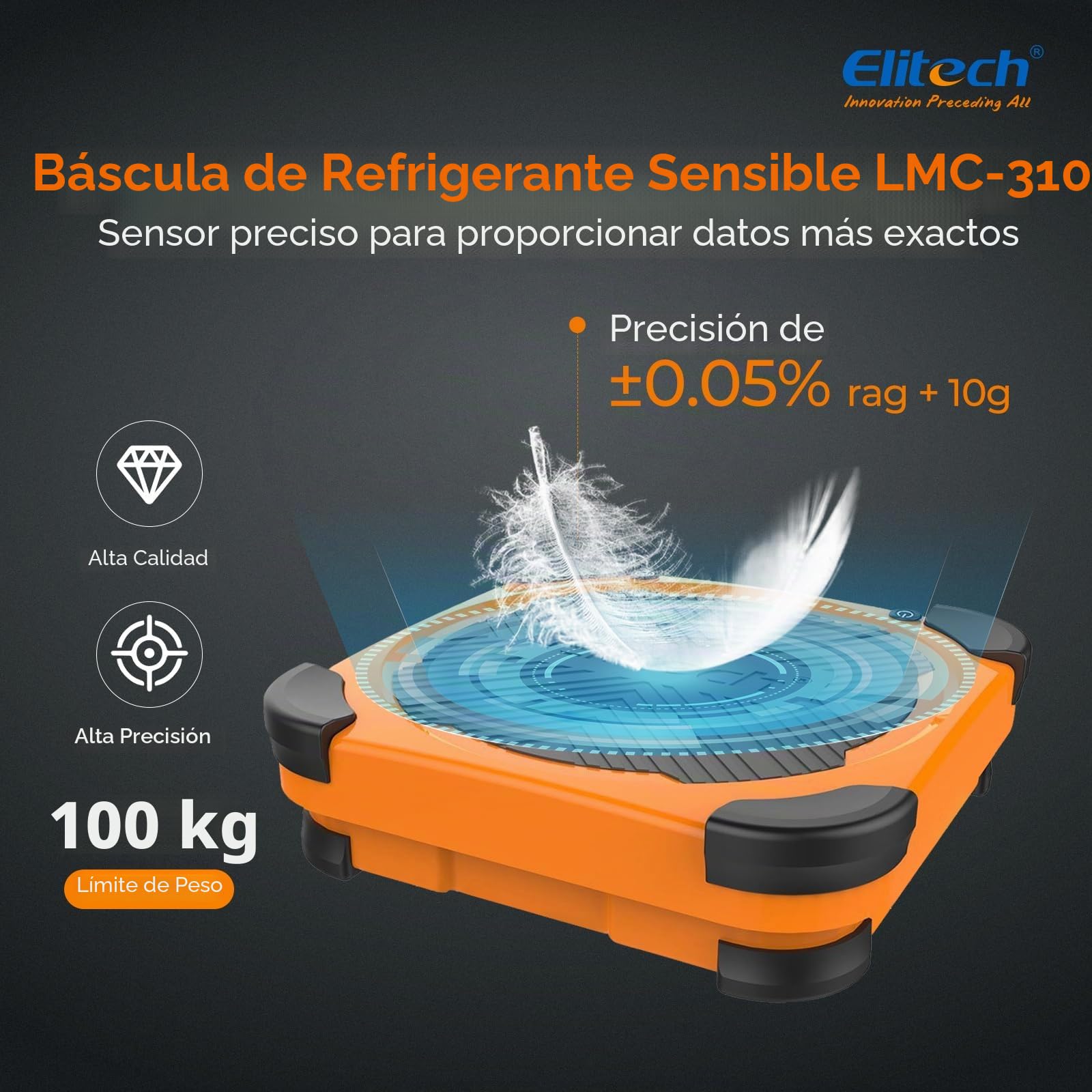 Elitech LMC-310 Báscula Electrónica Refrigerante, 100 KG Inalámbrica para Suministro de Combustible de Refrigerante Electrónico para HVAC y CA Estuche portátil