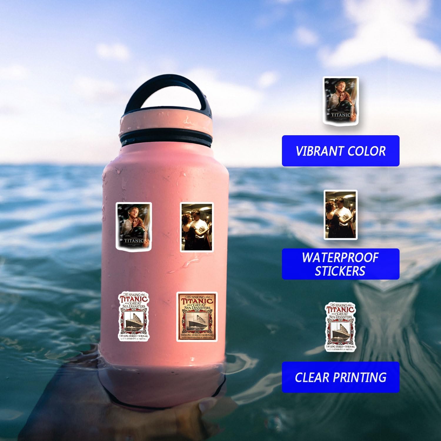 60pcs Classical Romantic Movie Stickers Pack, Aesthetic Vinyl Waterproof Sticker Decal for Water Bottle,Laptop,Phone,Skateboard,Scrapbooking for Party Supply Decor - Image 5