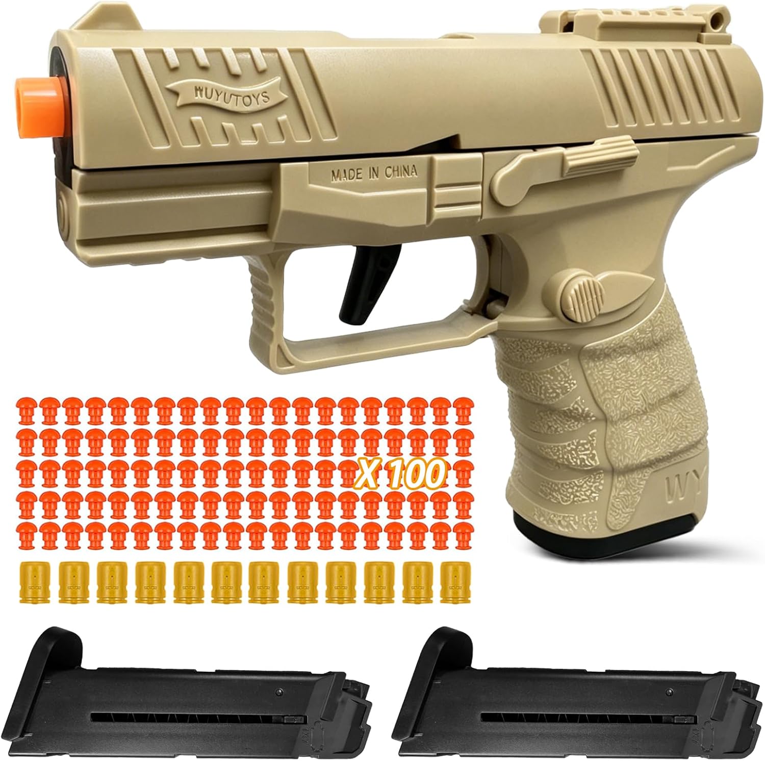 Toy Gun, Shell Ejecting Toy Gun, Cool Toy Pistol Fidget Prop Gun for Kids, Boys and Girls 8+ (Khaki)