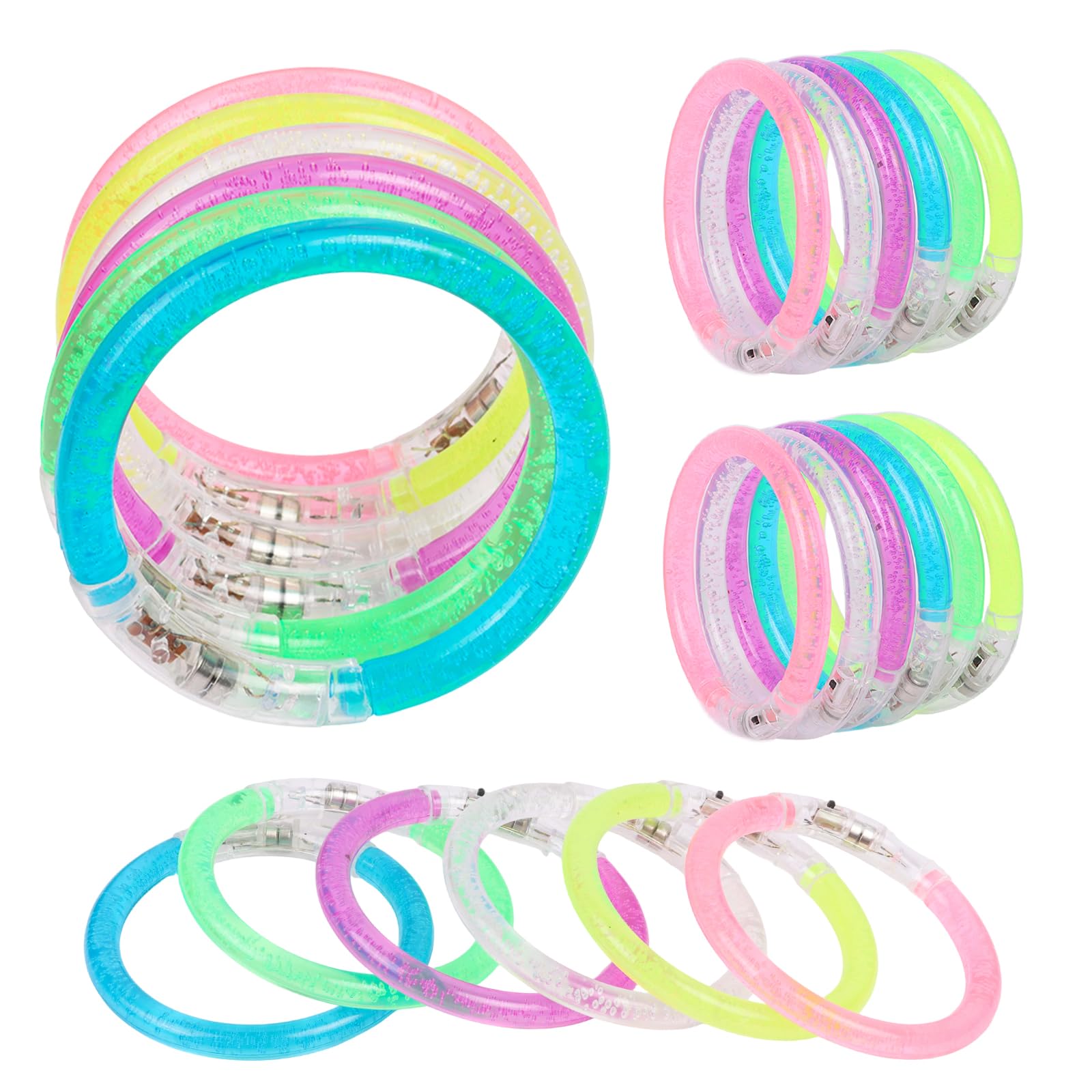 Bomiclss 24Pcs LED Light Up Bracelets Set, Glow in The Dark, Light Up Party Supplies for Christmas Musical Birthday Celebrations (Colorful 2)