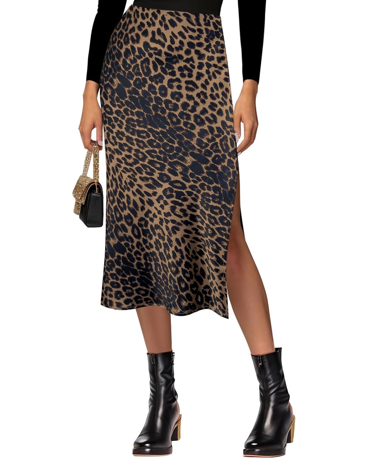 VividHarbor Satin High Waisted Midi Skirt Elastic Waistband Side Slit A Line Wedding Casual Skirts for Women - Review, Price and Buying Guide