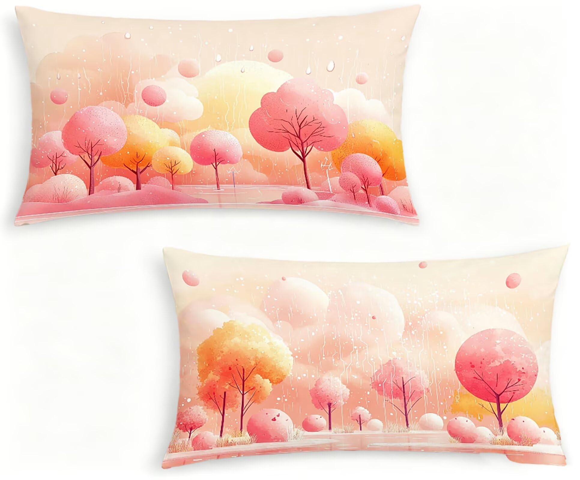 Rosa Kissenbezug 60x80 Baum Kopfkissenbezug 2er Set,Wohnaccessoires & Deko,Weich und Atmungsaktiv Samt Stoff mit Verstecktem Reißverschluss für Bett Sofa Kissen Dekokissen-85947