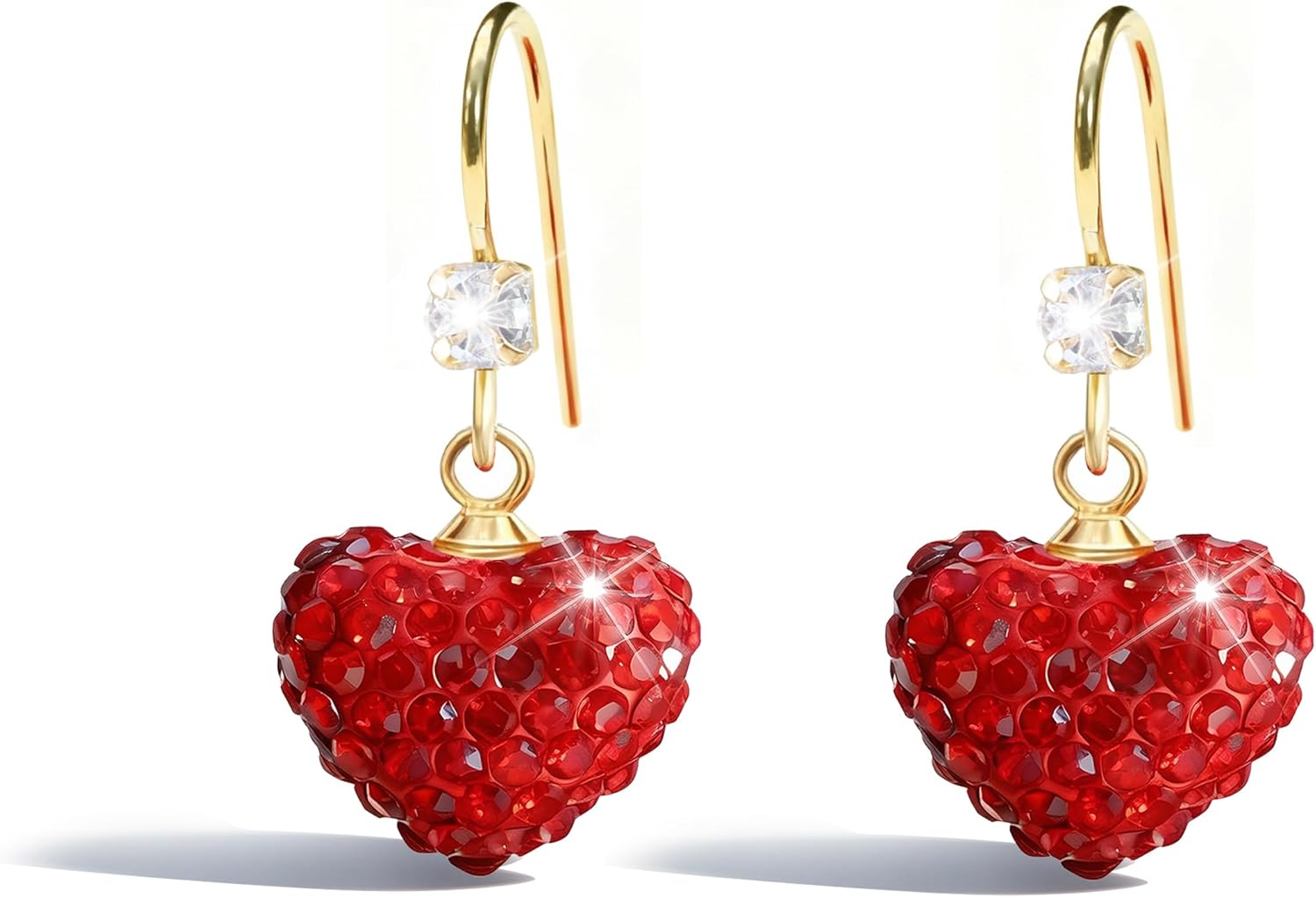 Valentines Earrings for Women Red Heart Earrings Rhinestone Heart Dangle Earring for Valentines Day Gifts for Her Outfits Accessories