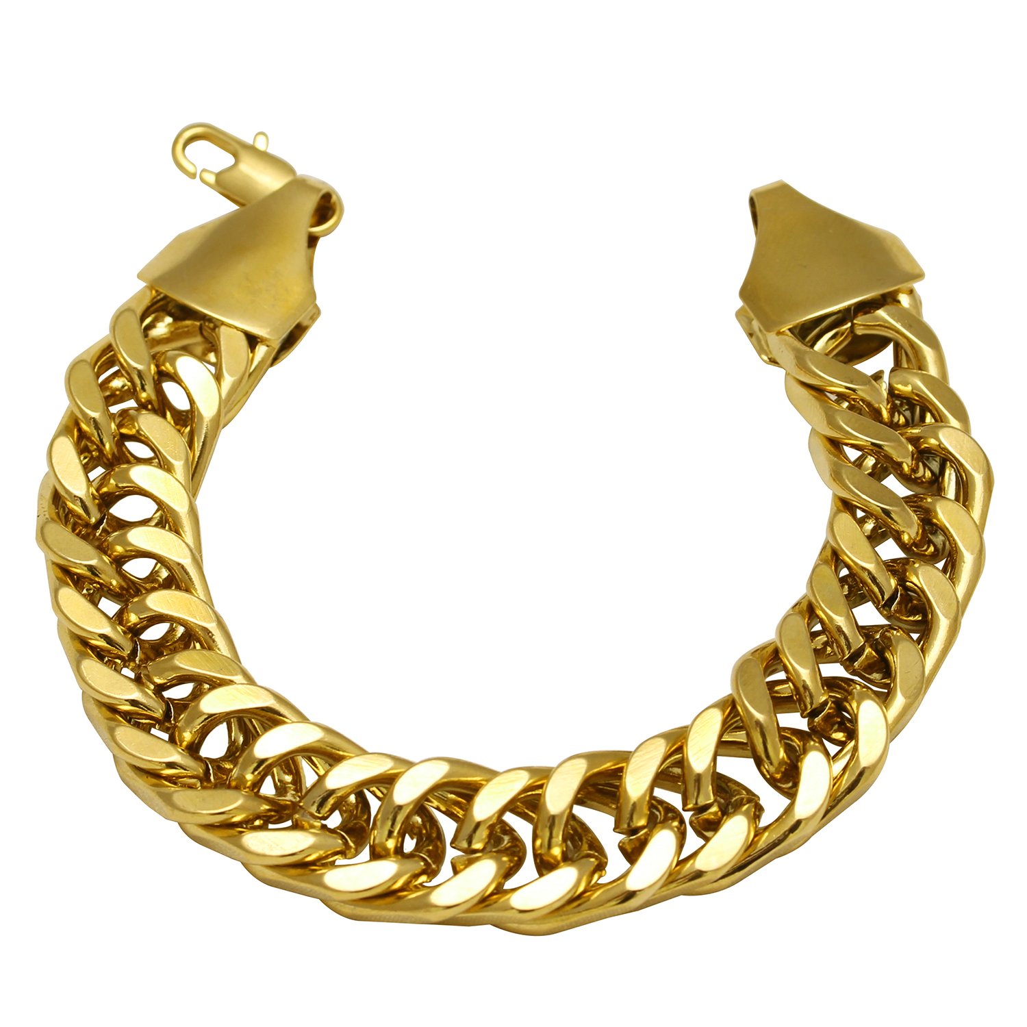 Gold plated Brass Interlinked 64Gms heavy silky smooth Braclet for Men jewellery